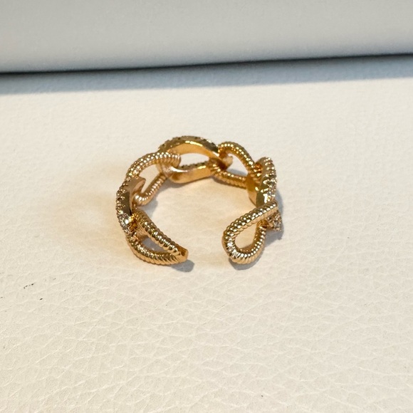 Gold and Diamond Chain Woven Ring Adjustable NWT New - Picture 6 of 8